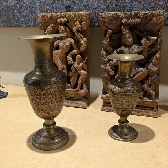 Vintage Indian Brass Vases - Picture 1 of 6